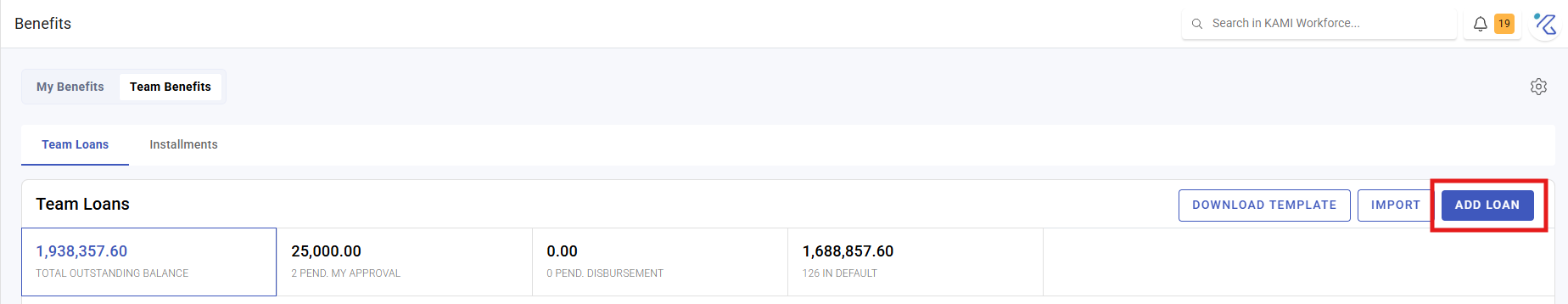Add and Manage Team Loans - screenshot 1