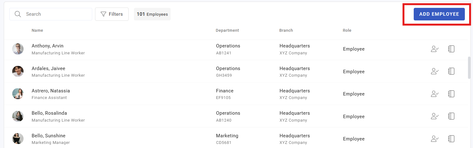 adding and onboarding employees - screenshot 1