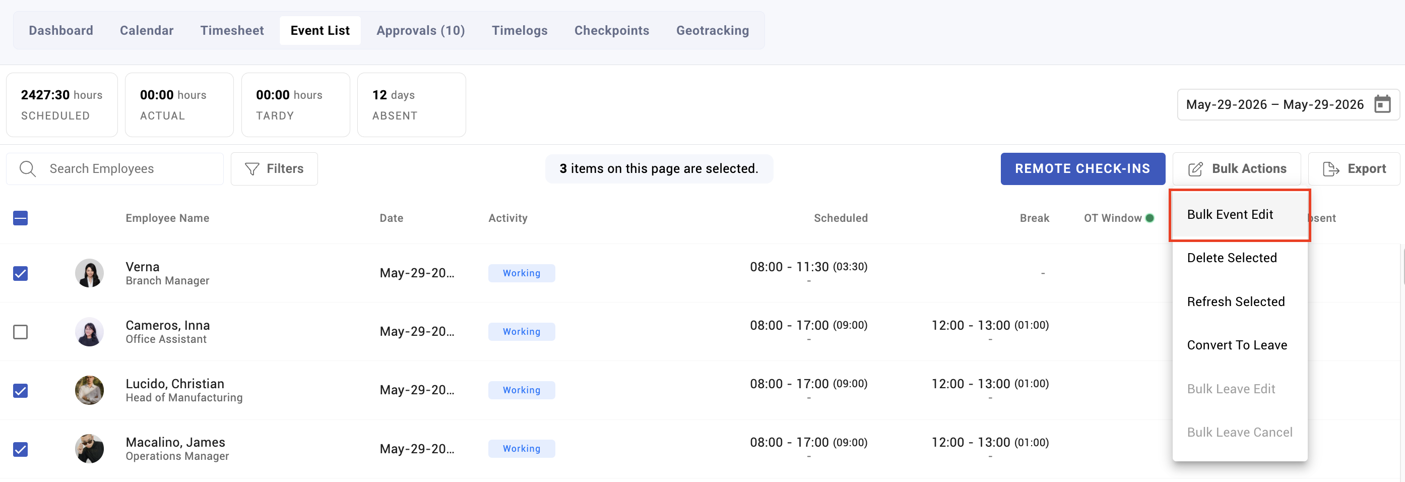 events the attendance record - screenshot 2