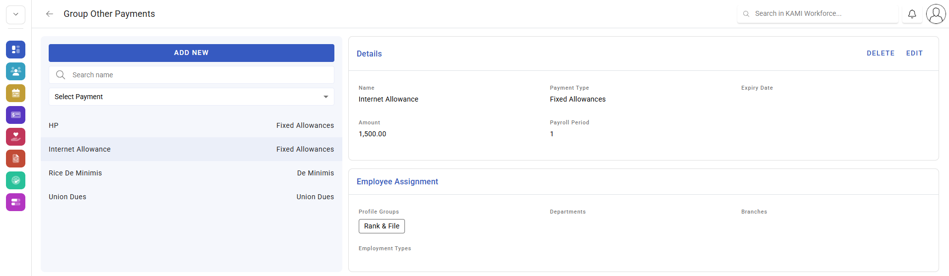 other payment types and groups - screenshot 2