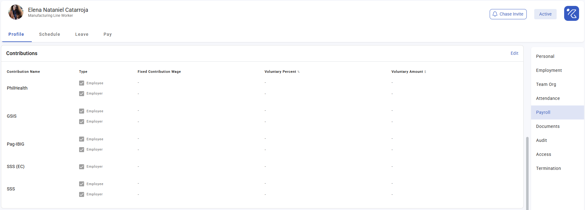 employee payroll settings - screenshot 3