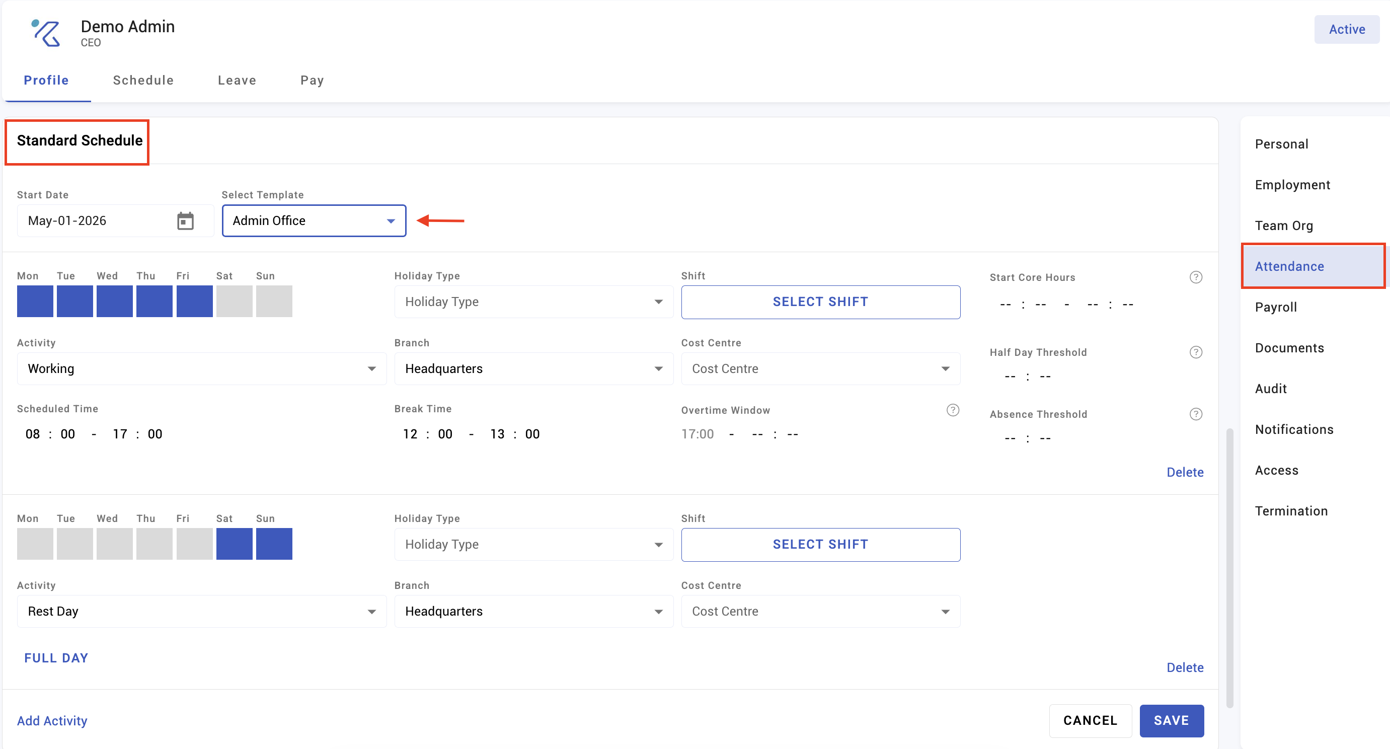 event templates - screenshot 2