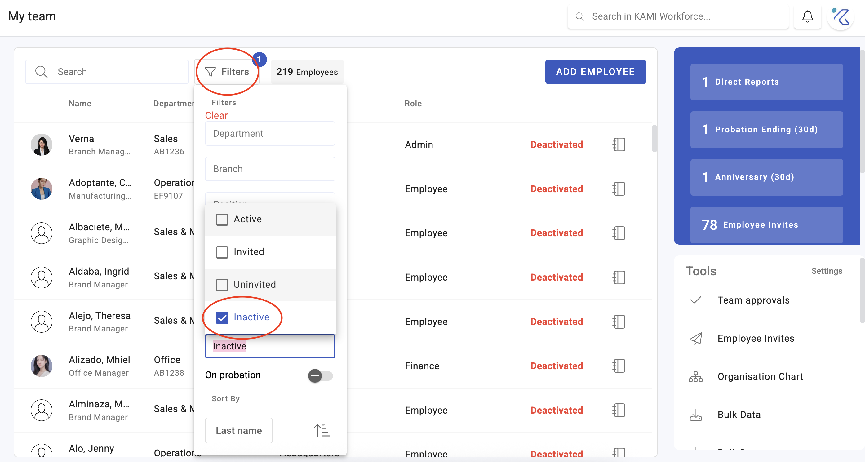 deactivating terminating and rehiring employees - screenshot 2