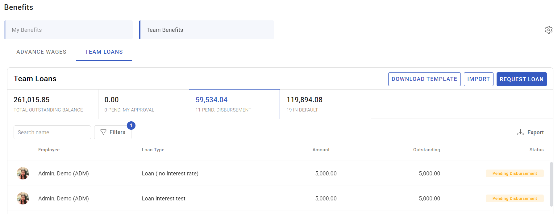 disbursing loans - screenshot 1