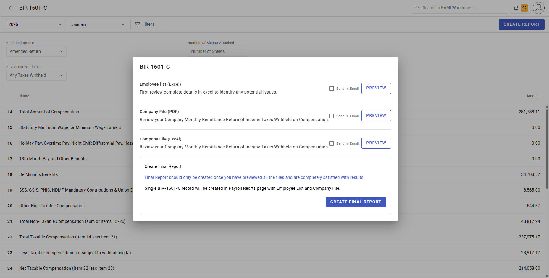 monthly tax and contribution reports - screenshot 1