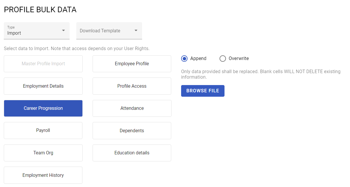 importing career progression data - screenshot 3