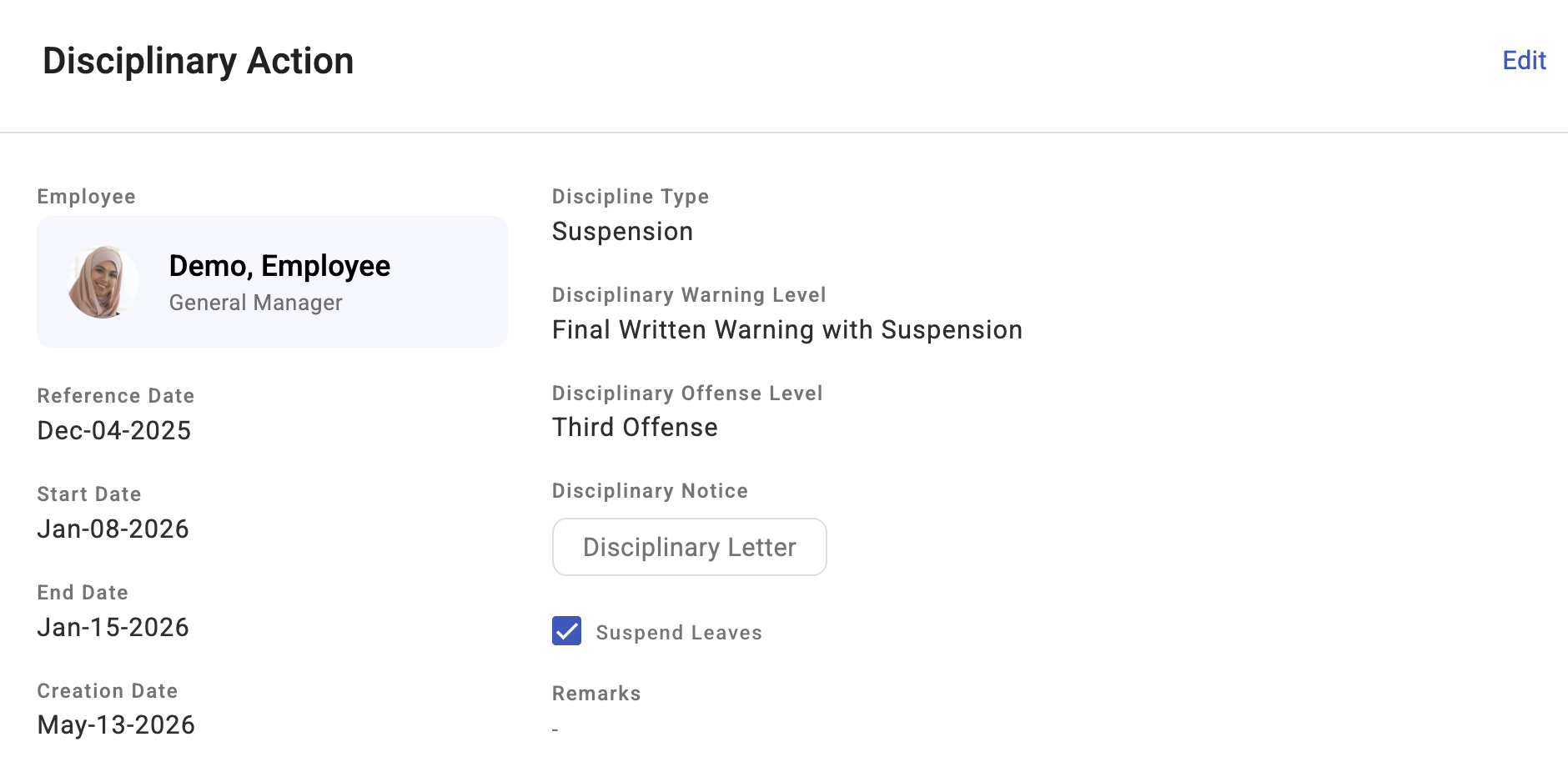 logging and managing disciplinary actions - screenshot 3
