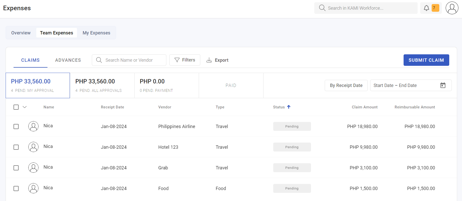 managing advances - screenshot 8