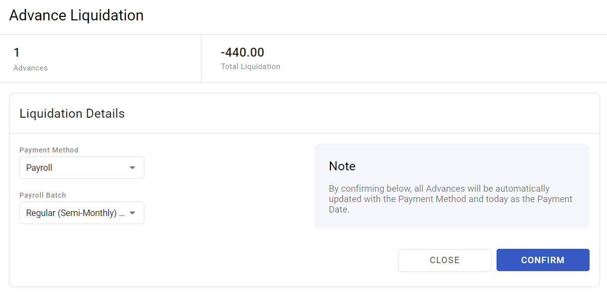managing advances - screenshot 10