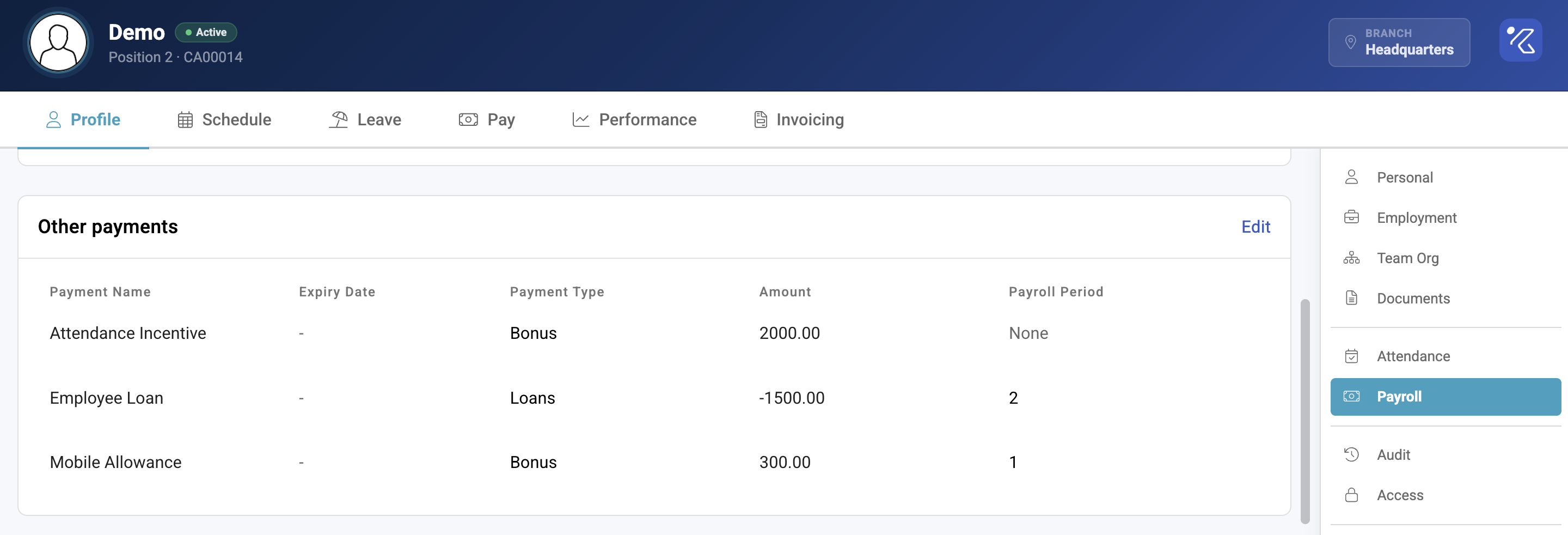 other payments allowances bonuses and deductions - screenshot 1