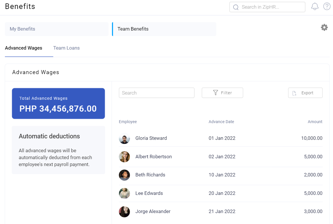 Manage Team Loans and Advance Wages - screenshot 1
