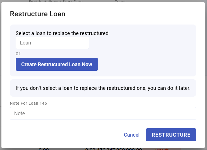 restructuring a loan - screenshot 2