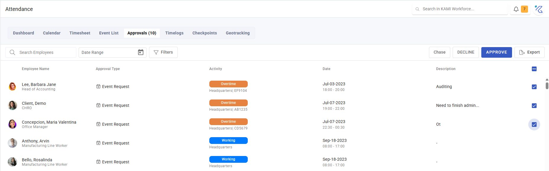 approving attendance and leave requests - screenshot 1