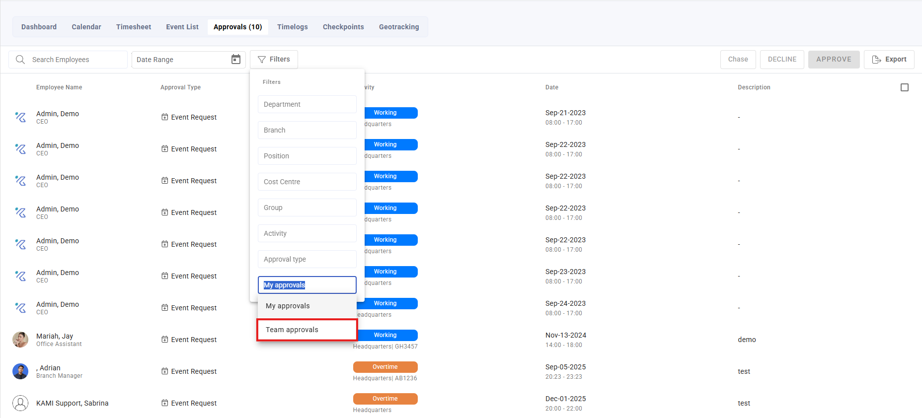 approving attendance and leave requests - screenshot 3