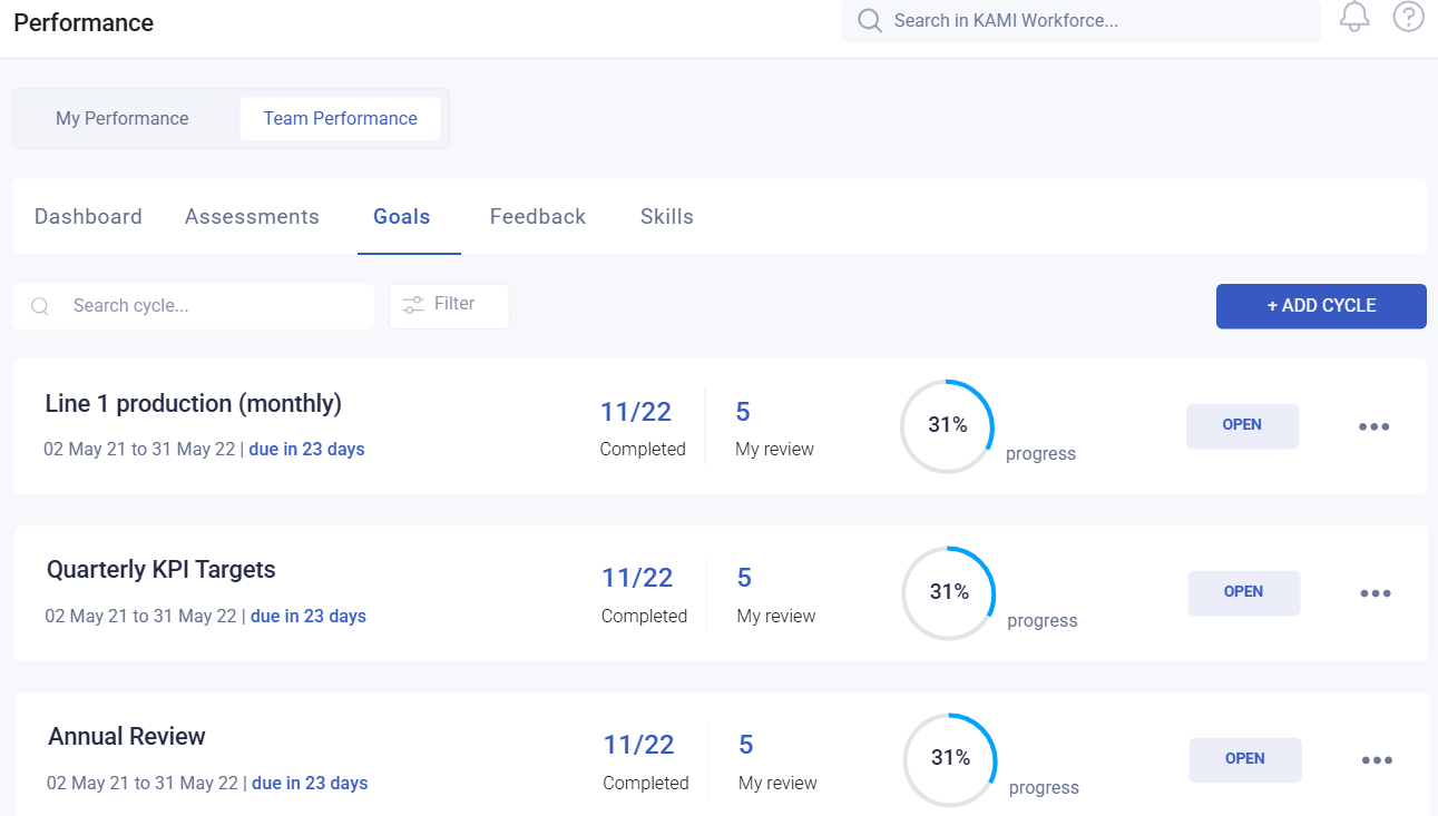 reviewing and tracking team goals - screenshot 1