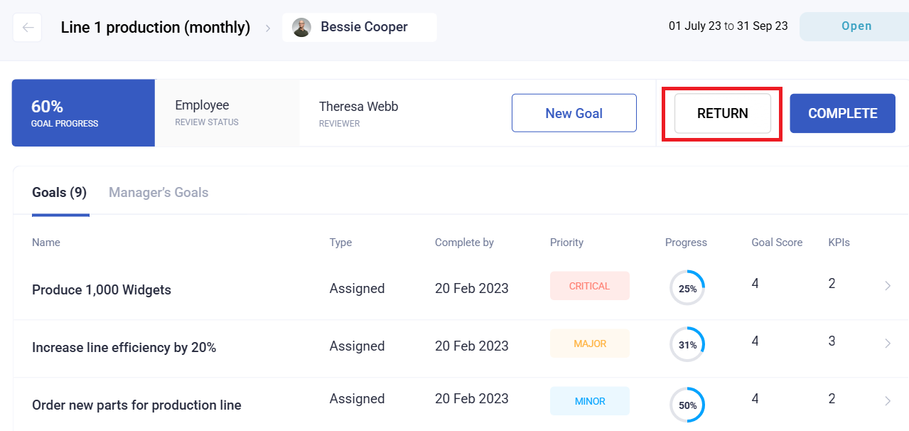reviewing and tracking team goals - screenshot 7