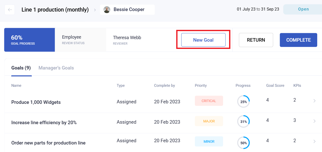 reviewing and tracking team goals - screenshot 8