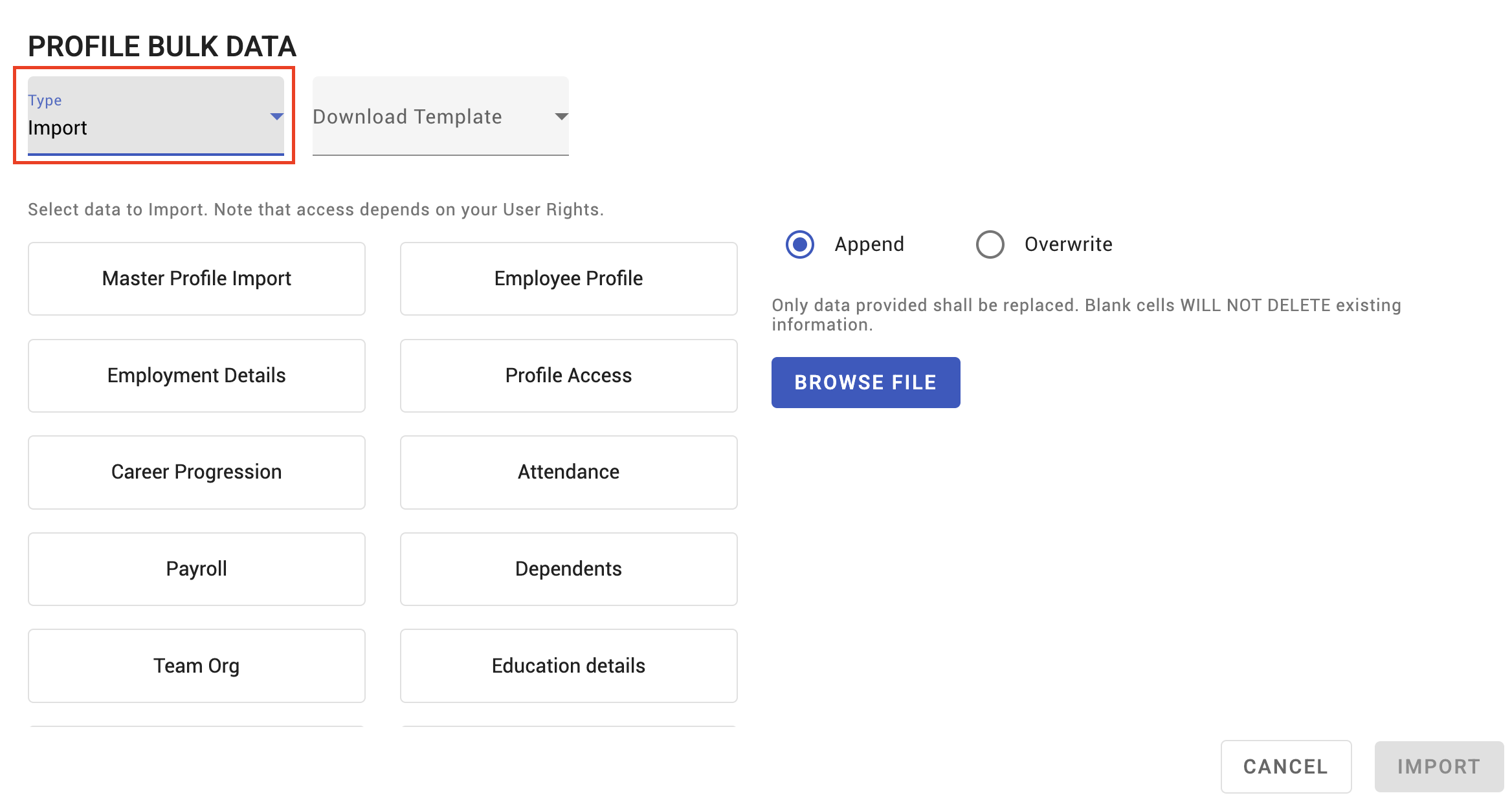 Run a Bulk Data Import - screenshot 1