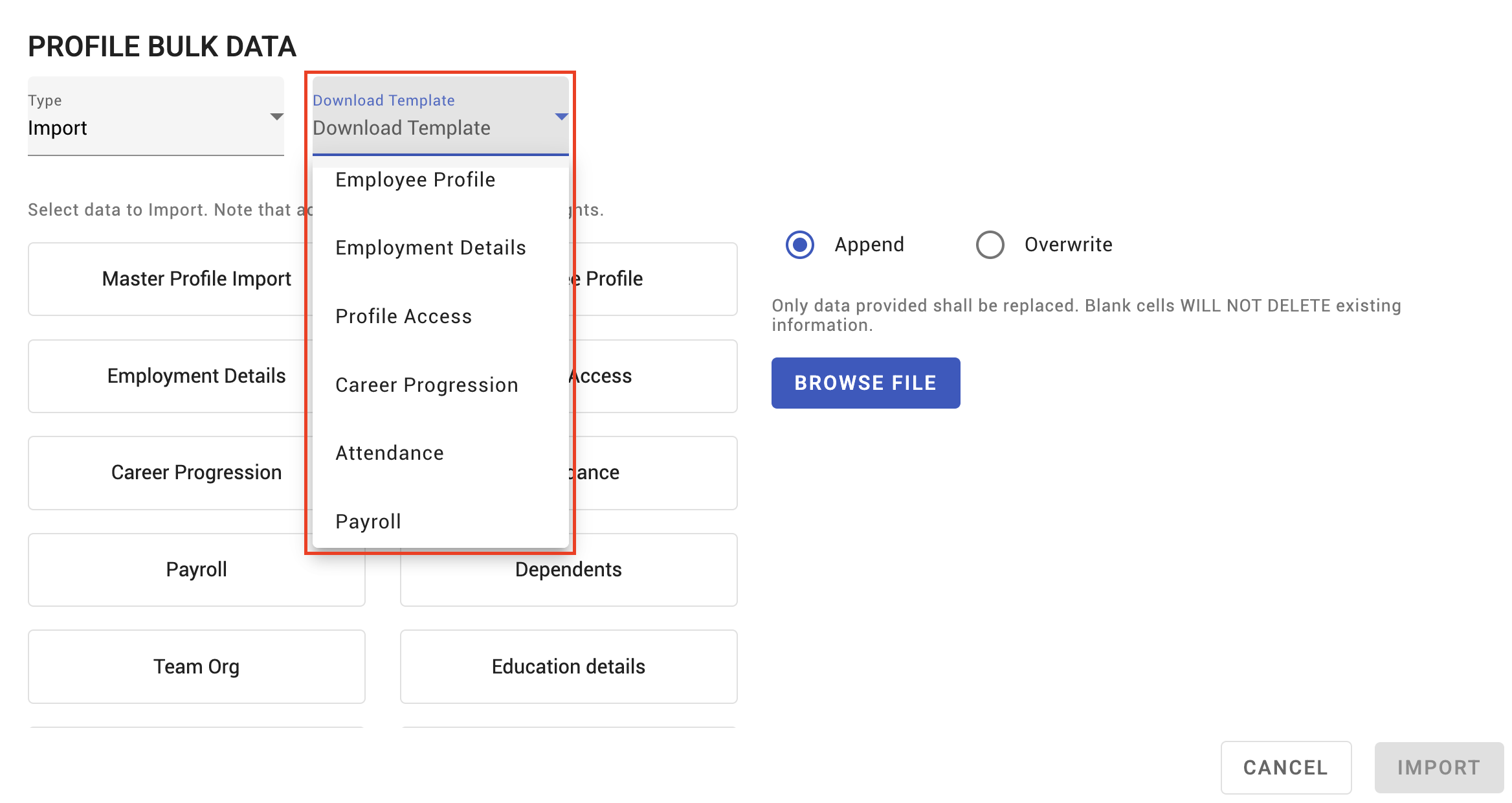 Run a Bulk Data Import - screenshot 2