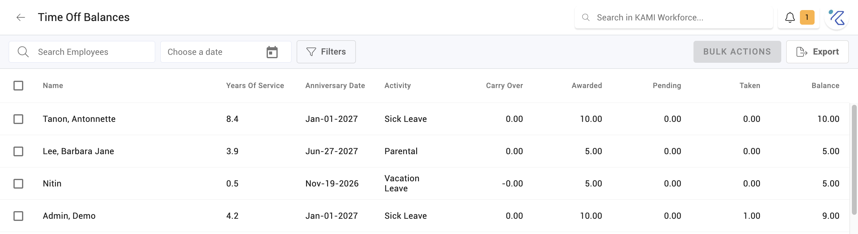 leave balances and accrual - screenshot 1