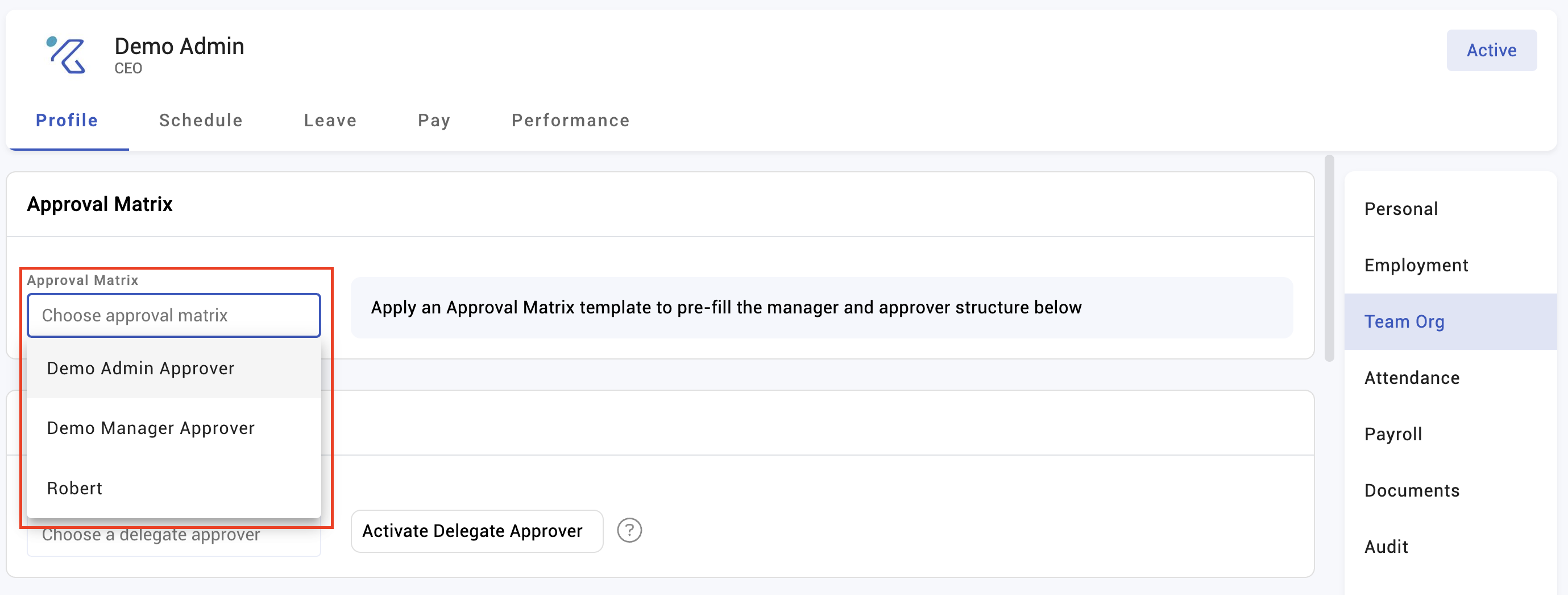 Set Up the Approval Matrix - screenshot 2