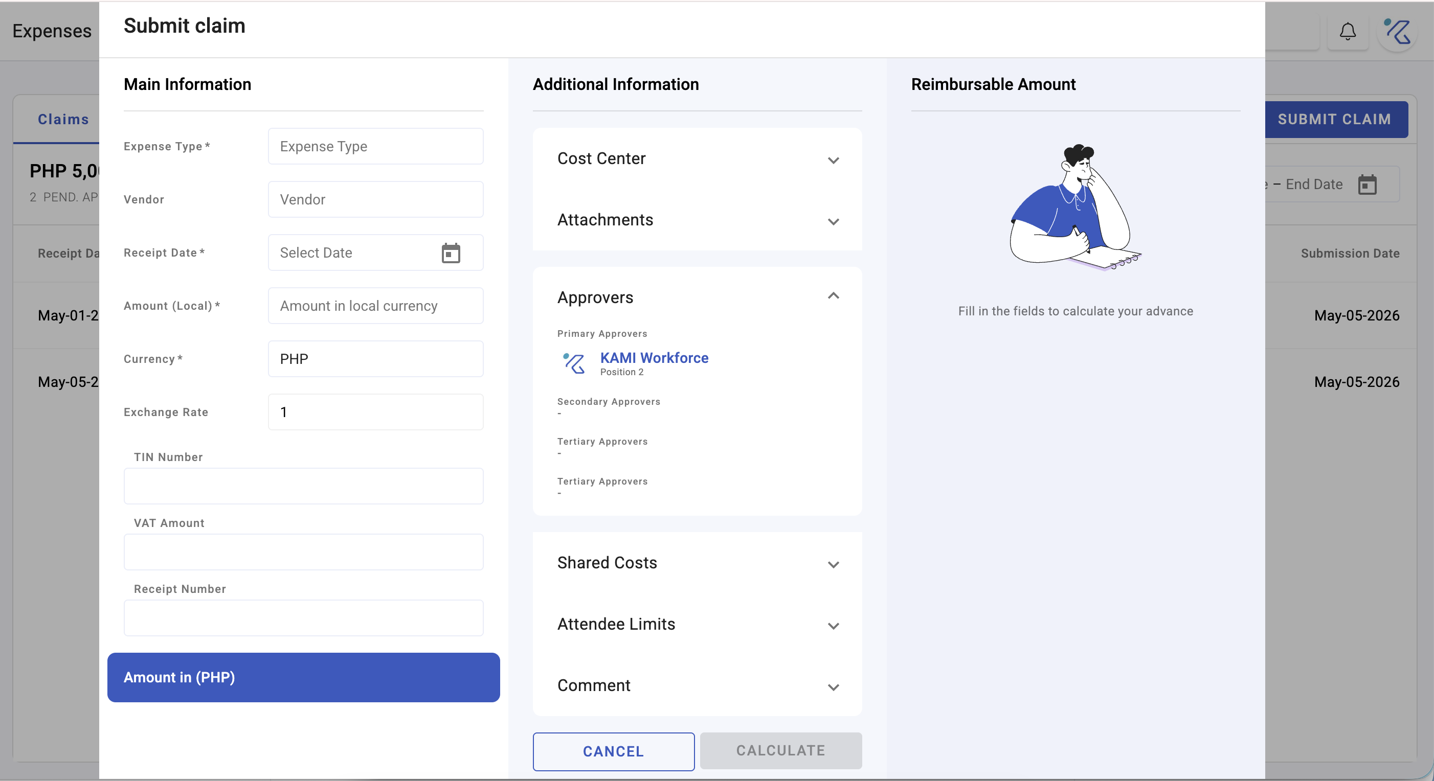 Submit Expense Claims and Advances - screenshot 2