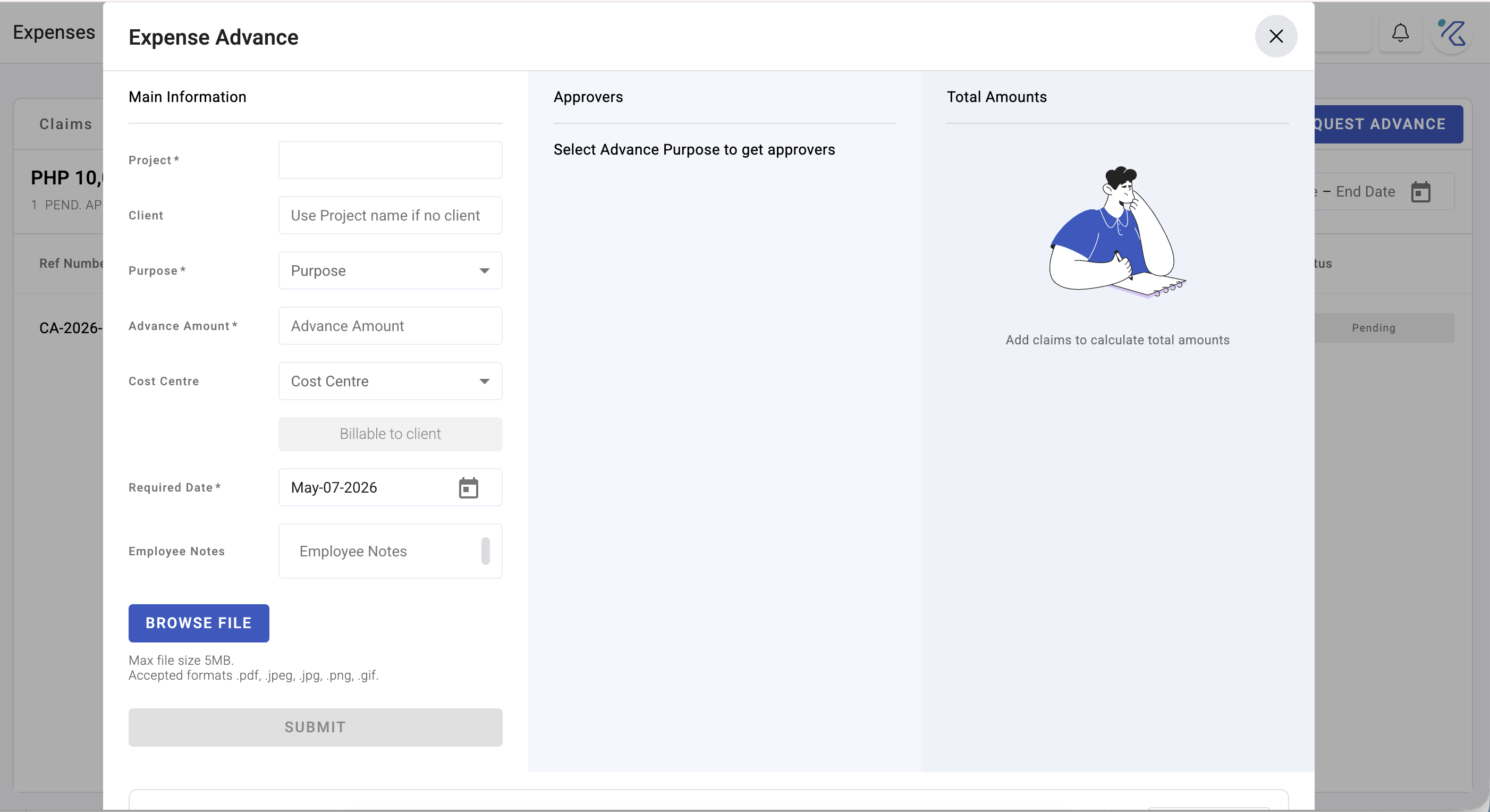 Submit Expense Claims and Advances - screenshot 4