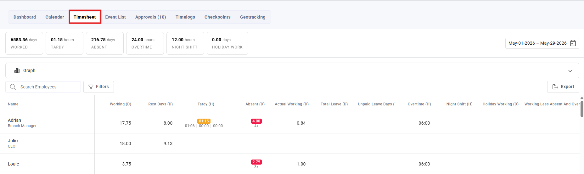timesheet - screenshot 1